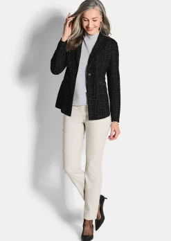 Blazer en jersey, aspect tweed.