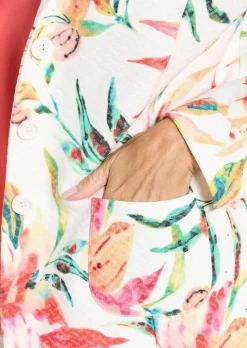 Blazer floral en jersey gaufré