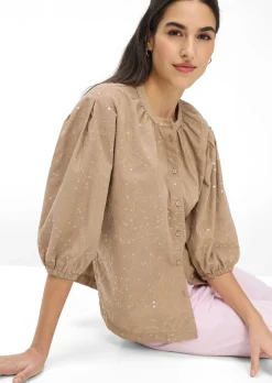 Blouse avec broderie et paillettes