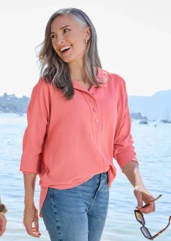 Blouse en crêpe avec manches chauve-souris