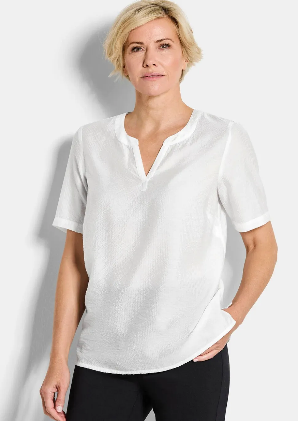Blouse en seersucker, facile d'entretien