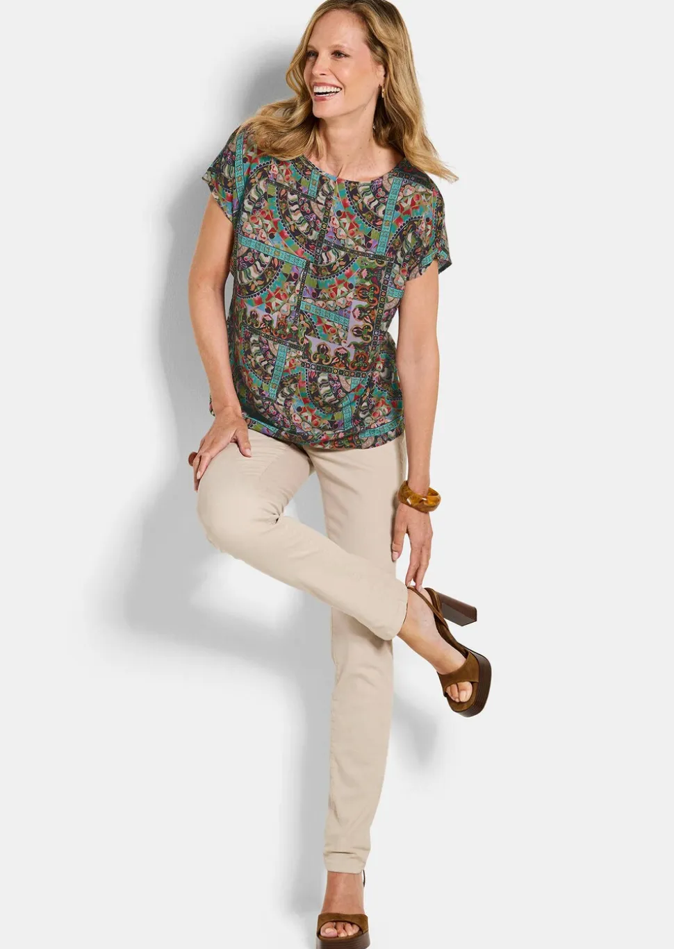 Blouse en viscose avec imprimé oriental