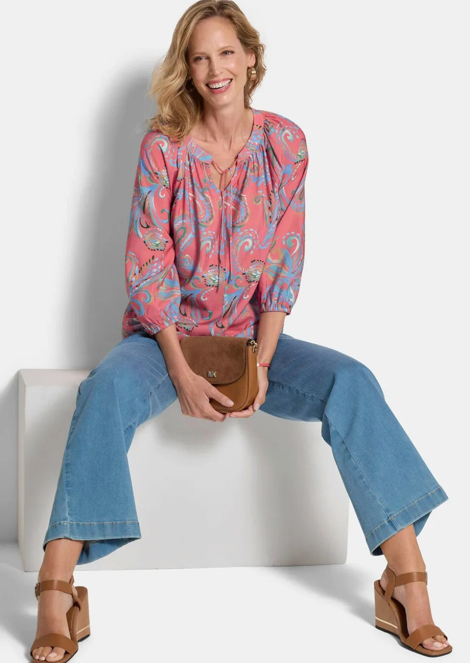 Blouse en viscose douce avec motif cachemire