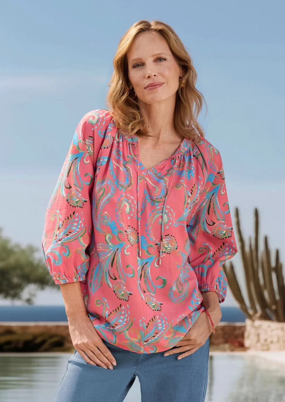Blouse en viscose douce avec motif cachemire