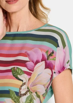Blouse fluide avec fleurs et rayures