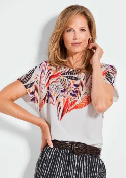 Blouse fluide avec imprimé raffiné, devant.