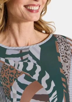 Blouse fluide en satin et jersey de viscose