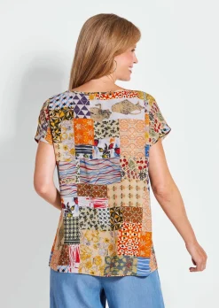 Blouse imprimée avec motif patchwork