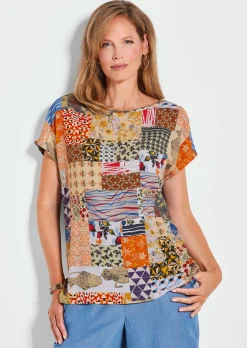 Blouse imprimée avec motif patchwork