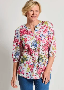 Blouse à motif floral, facile d'entretien