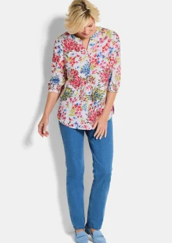 Blouse à motif floral, facile d'entretien