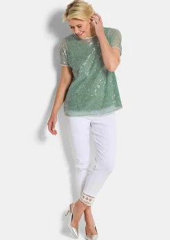 Blouse à paillettes avec top en satin de viscose