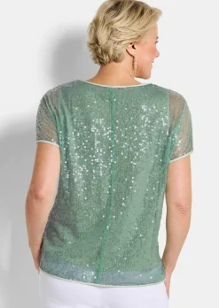 Blouse à paillettes avec top en satin de viscose