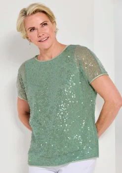 Blouse à paillettes avec top en satin de viscose
