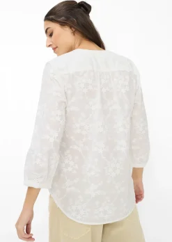 Blouse pur coton avec applications florales