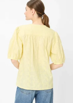 Blouse pur coton avec broderie florale