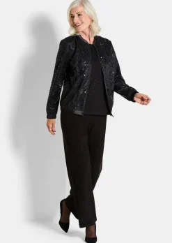 Blouson raffiné orné de perles et de paillettes