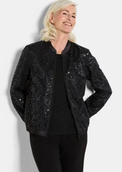 Blouson raffiné orné de perles et de paillettes