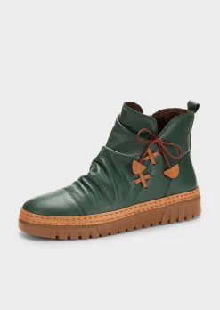 Bottines en cuir avec nœud décoratif