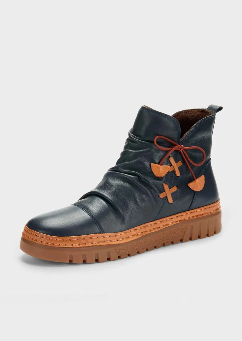 Bottines en cuir avec nœud décoratif