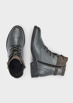 Bottines en mix de cuirs nobles