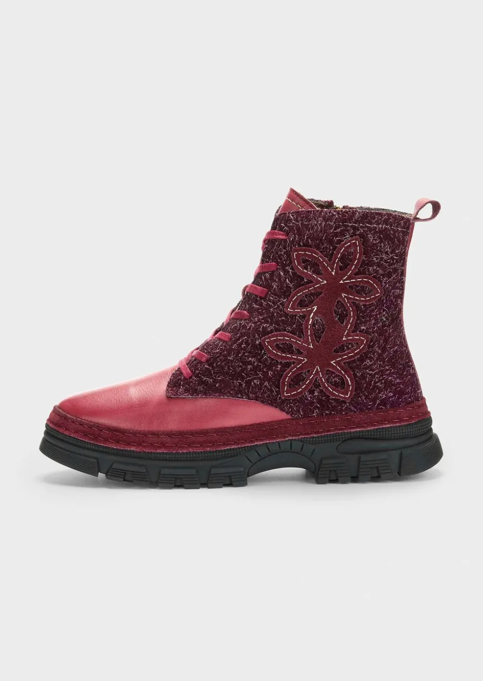 Bottines zippées avec ornement floral
