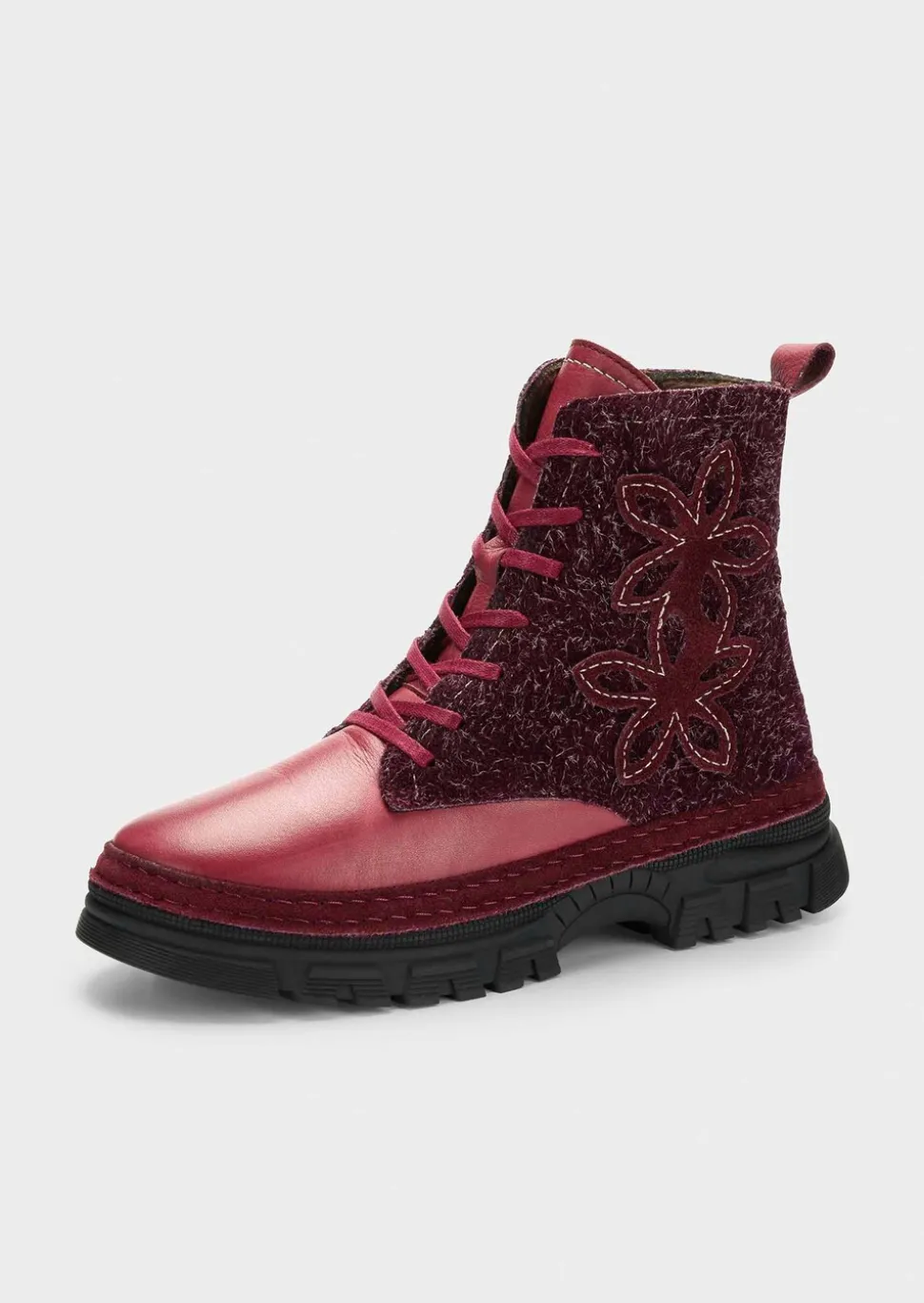 Bottines zippées avec ornement floral