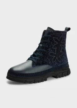 Bottines zippées avec ornement floral