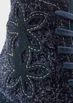 Bottines zippées avec ornement floral