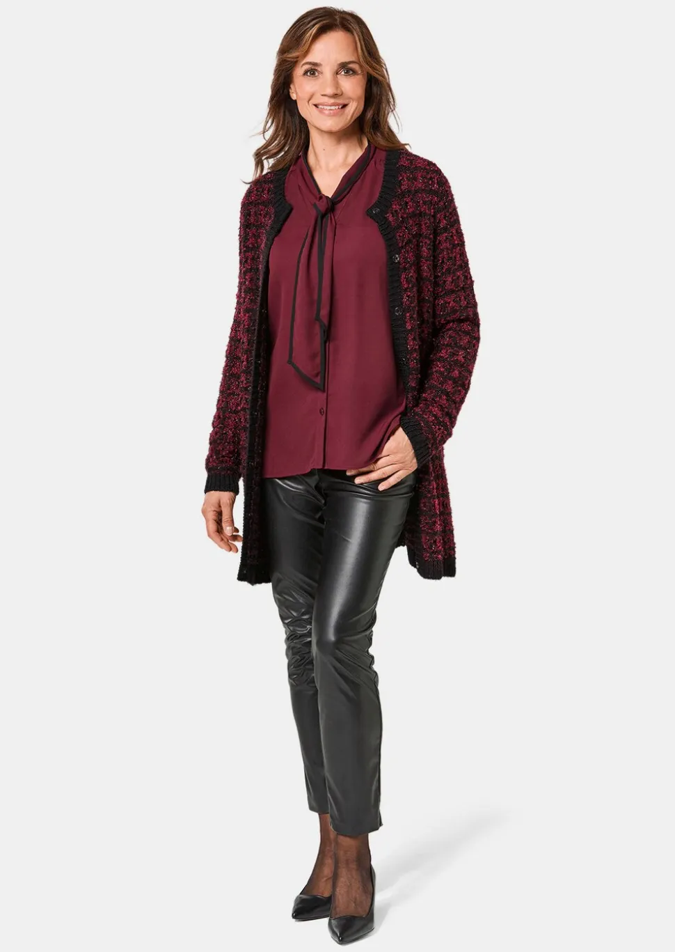 Cardigan chic en tricot orné de fils brillants