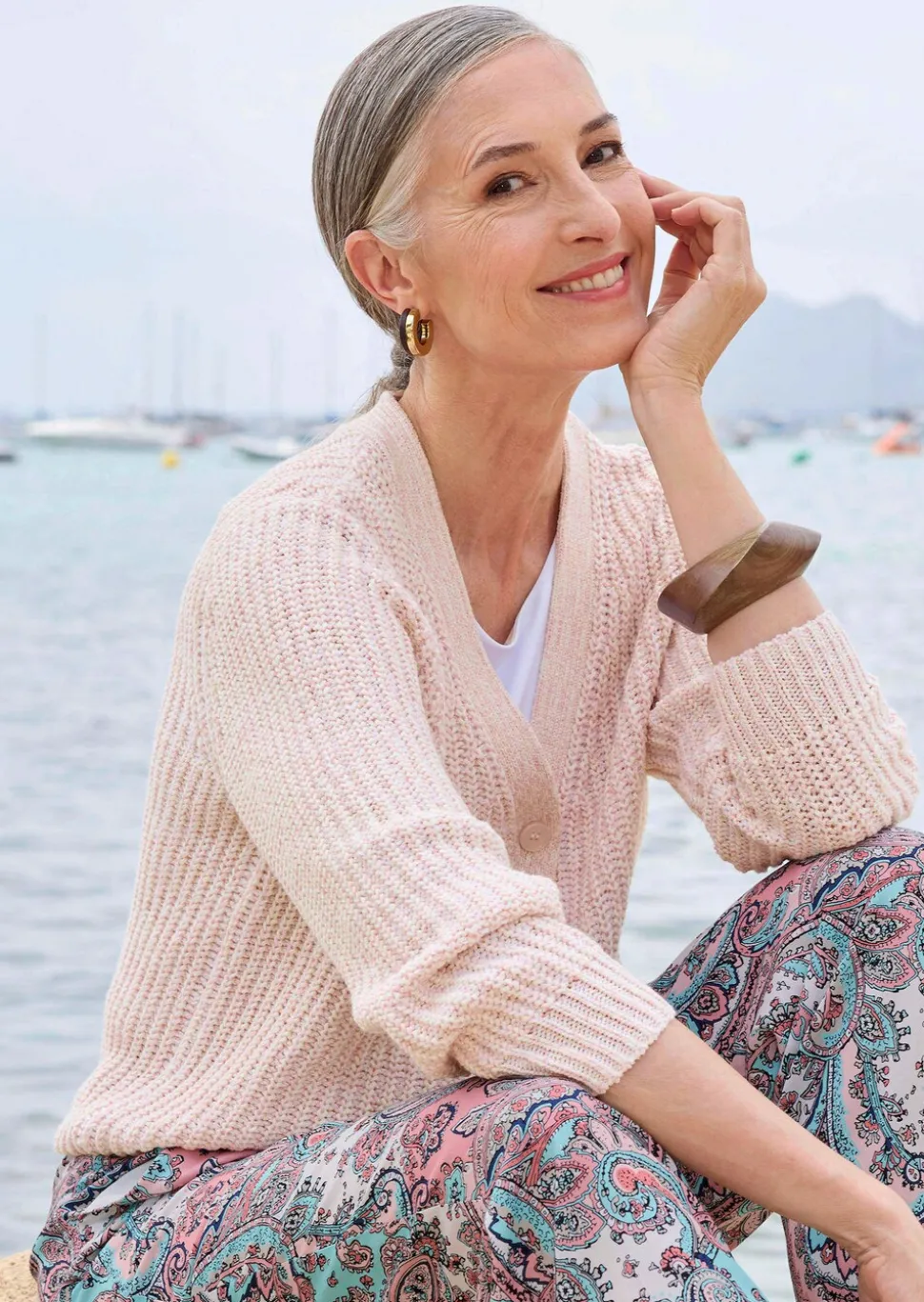 Cardigan en maille ruban multicolore