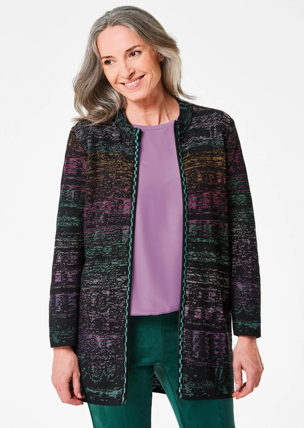 Cardigan en milleraies multicolores