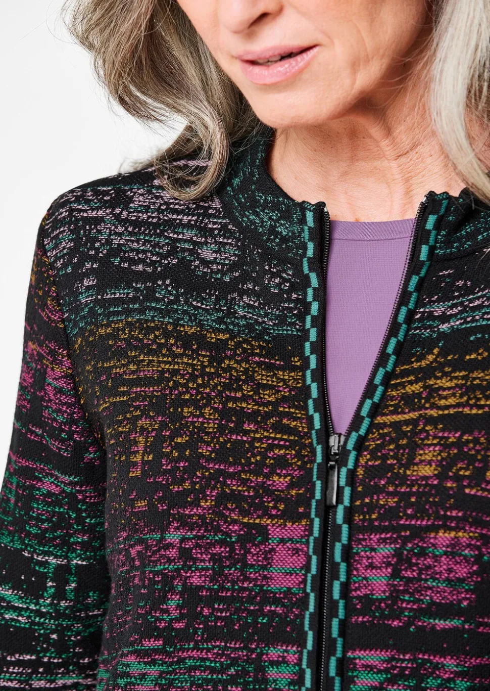 Cardigan en milleraies multicolores