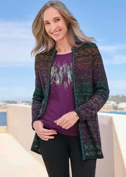 Cardigan en milleraies multicolores