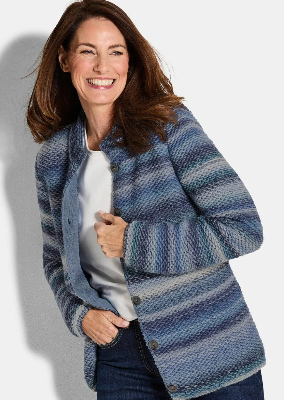Cardigan en milleraies multicolores