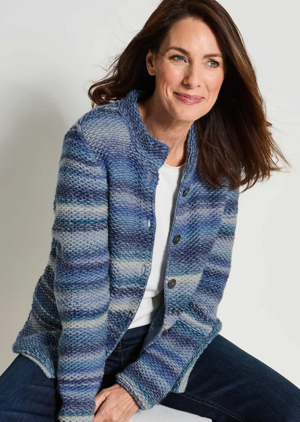 Cardigan en milleraies multicolores
