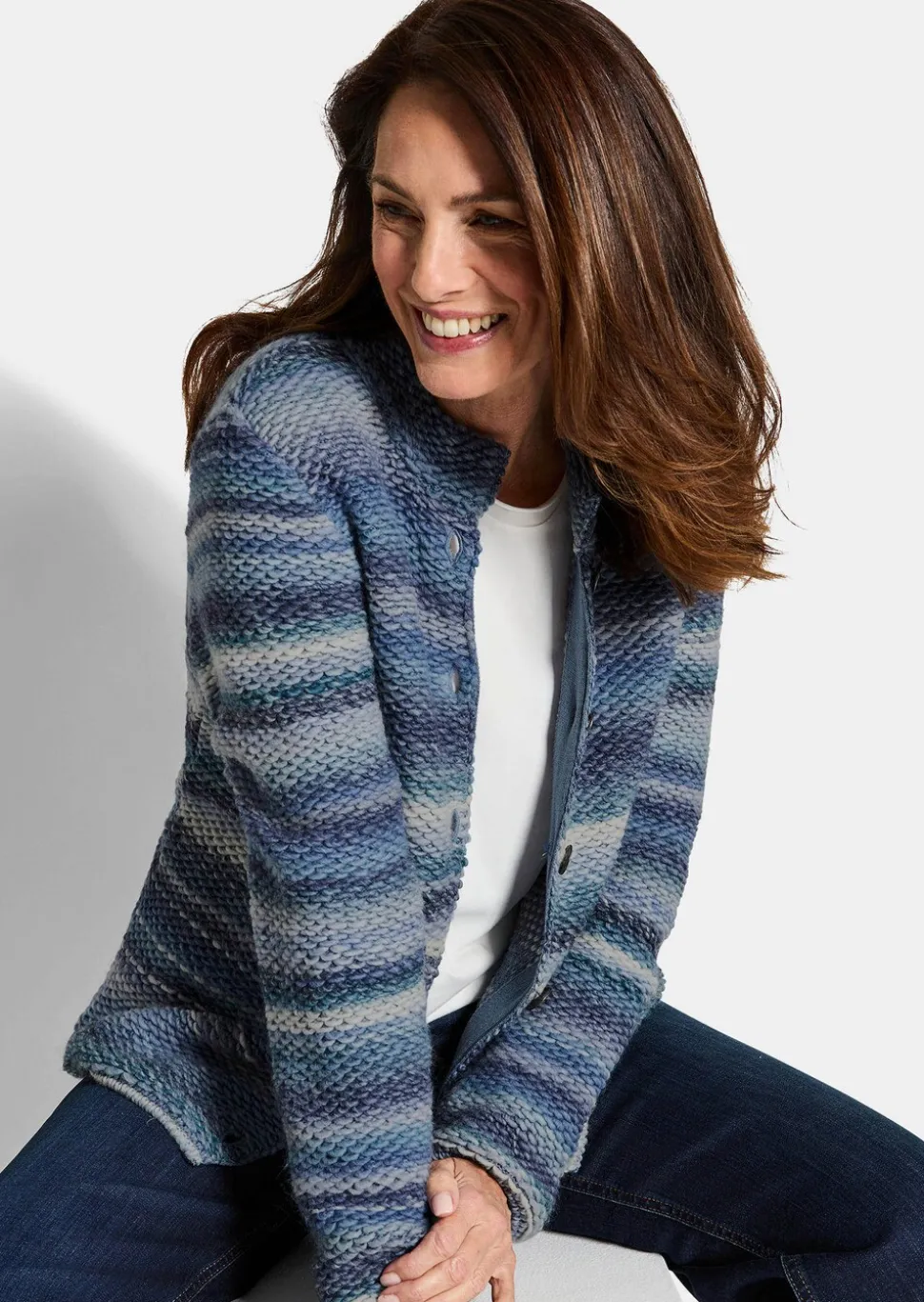 Cardigan en milleraies multicolores
