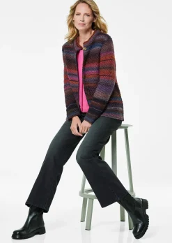 Cardigan en milleraies multicolores