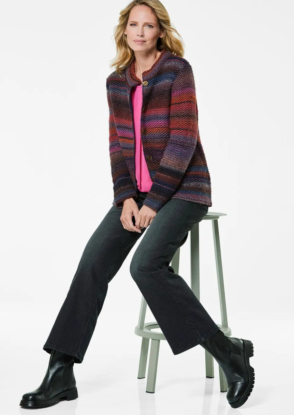Cardigan en milleraies multicolores