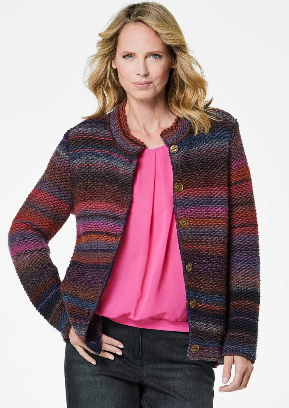 Cardigan en milleraies multicolores