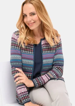 Cardigan jacquard avec motif à rayures