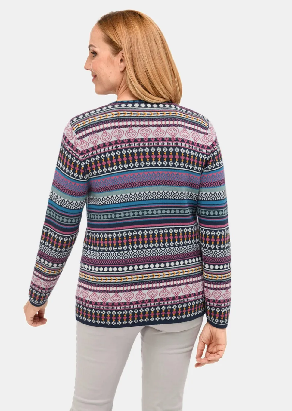 Cardigan jacquard avec motif à rayures