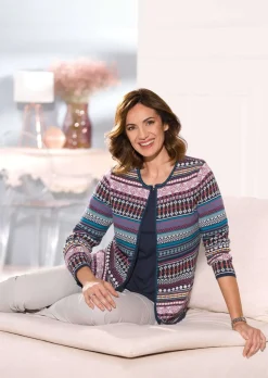 Cardigan jacquard avec motif à rayures