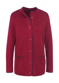 Cardigan long avec bords décoratifs contrastés