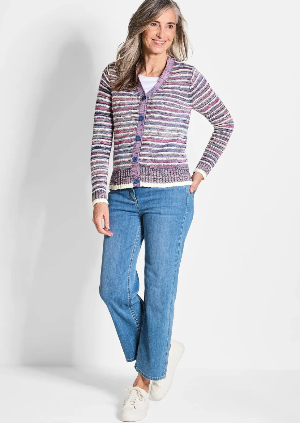 Cardigan à rayures multicolores
