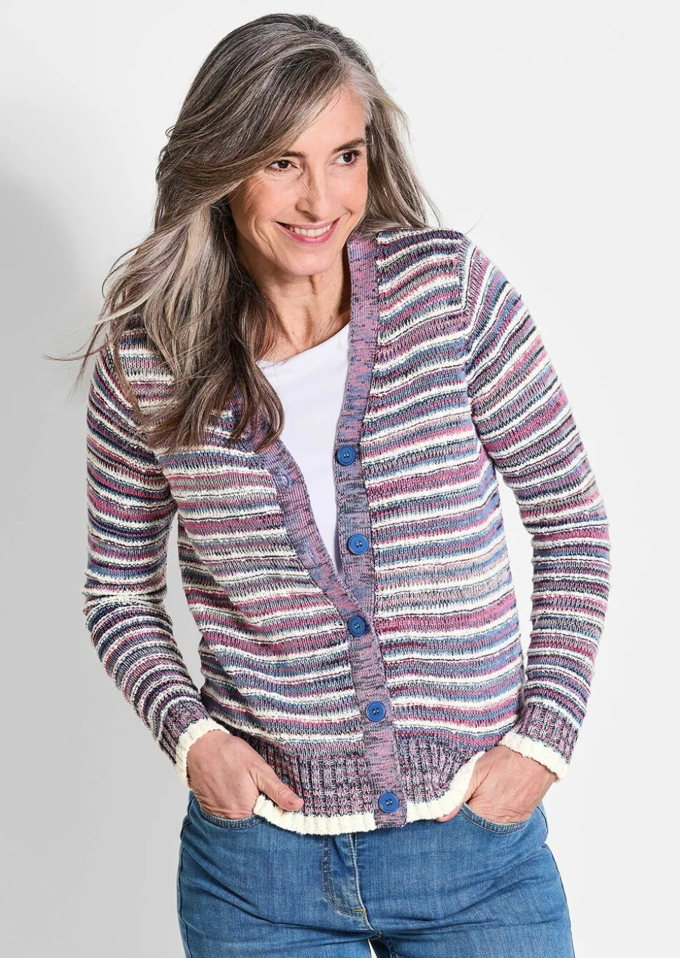 Cardigan à rayures multicolores