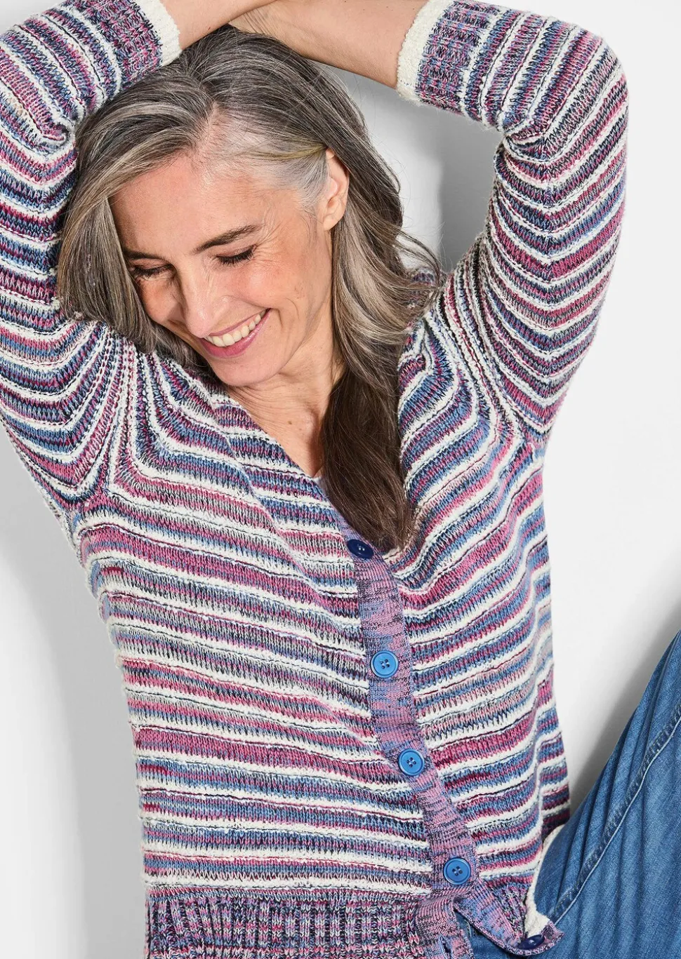Cardigan à rayures multicolores