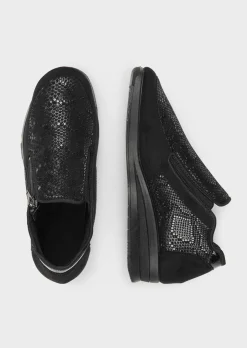 Chaussures confort au look reptile avec zip