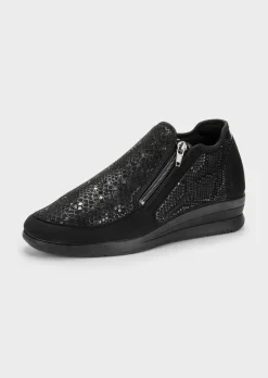Chaussures confort au look reptile avec zip