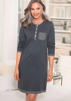 Chemise de nuit en coton à manches longues